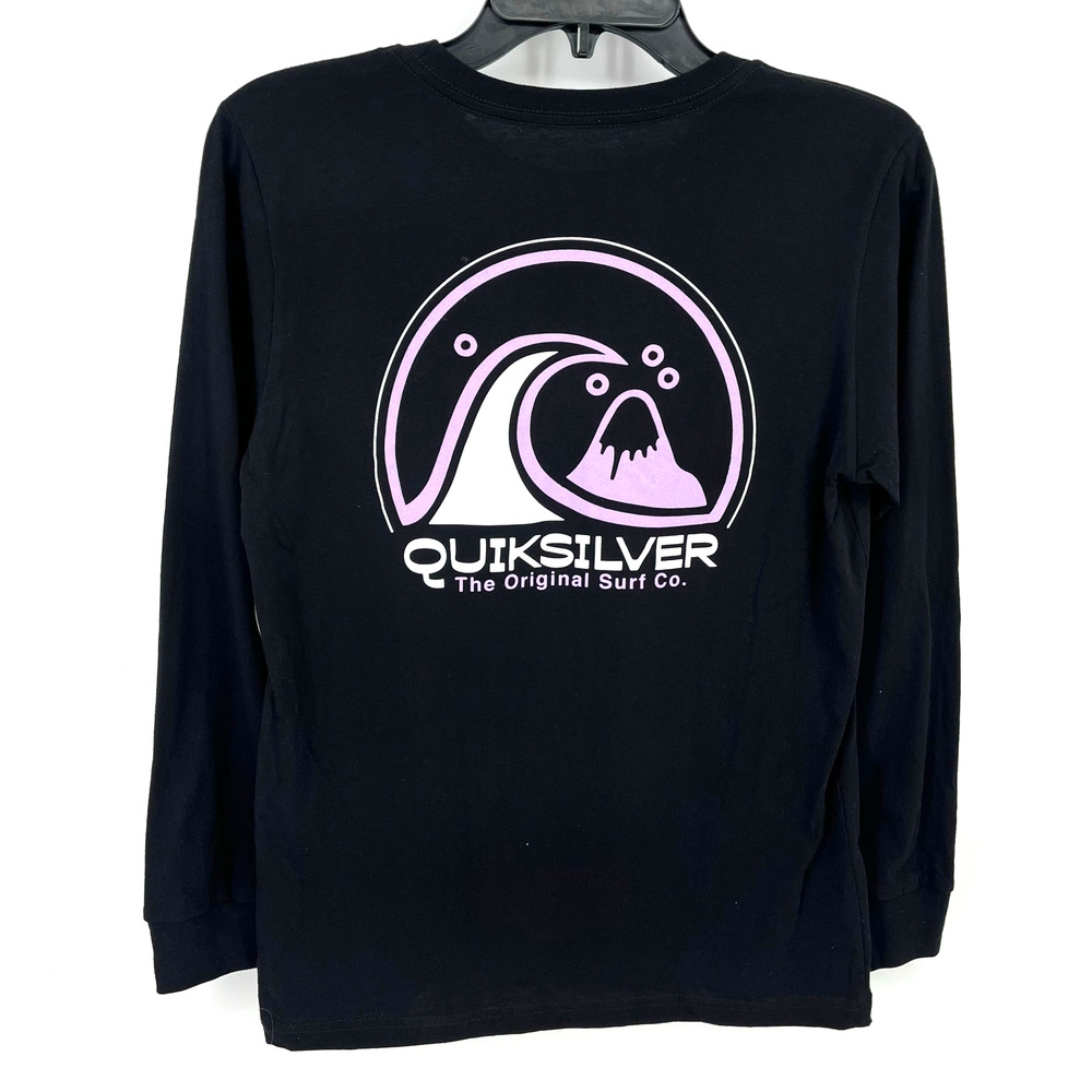 Quiksilver Clean Circle Long Sleeve Tee Shirt Boys Sz XL Black Purple
